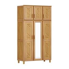 Guarda-Roupa Grécia Solteiro Mel  6 Portas Espelho 3 Gavetas Maleiro M