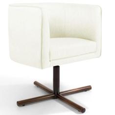 Poltrona Decorativa Giratória Base X Betina D02 Material Sintético Beg