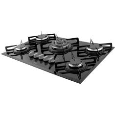 Cooktop a Gás Philco Cook Chef 5 TC 5 Queimadores Vidro Temperado Bisotê Tripla Chama Preto Bivolt