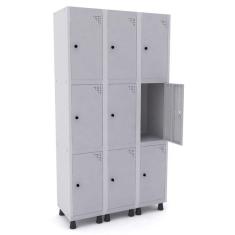 Guarda Volume Roupeiro 9 Portas Aço GRP 503/9 Pandin Móveis Cinza