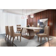 Sala De Jantar Lara 180 Tp Mdf Com 6 Cadeiras Safira