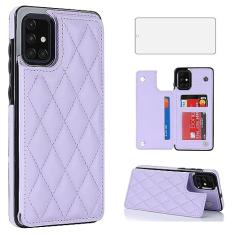 Asuwish Capa de telefone para Samsung Galaxy A71 5G capa carteira com protetor de tela de vidro temperado e suporte de cartão de crédito RFID de couro com compartimento para suporte, acessórios