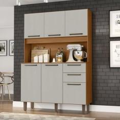 Armário para Cozinha 6 Portas 2 Gavetas 120cm Cinamomo/Areia