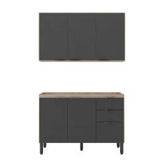 Cozinha Modulada Composição 9 Firenze 2 Peças Avena Grafito - Demóbile Avena Grafito