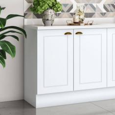 Balcão para Cozinha 2 Portas 80cm com Tampo Emily Espresso Móveis Branco/Calcare