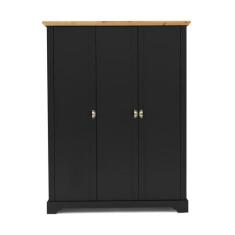 Guarda-Roupa Retrô Édez Moscow, 3 Portas, Madeira Maciça, Grafite - He