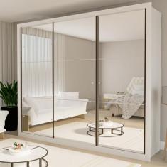 Guarda Roupa Casal Premium Ravena 242cm com Espelho 3 Portas 6 Gavetas