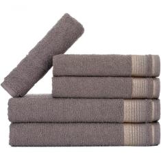 Jogo De Toalhas Luxury Soft Beka Banho + Rosto + 1 Piso Luxo Cinza