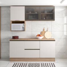 Cozinha Completa Etna 5 Peças Poliman Móveis Carvalho Oak E Off White