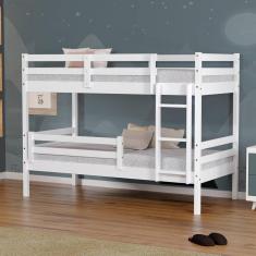 Beliche Solteiro Slim Com Grade De Proteção Madeira Maciça Branco Housin