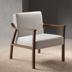 Poltrona Decorativa Madeira Maciça Jequitibá Assento com Persintas Elá