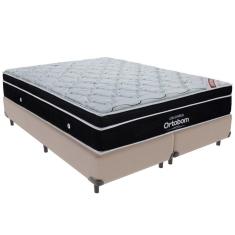 Cama Box Bege E Colchão Elegant Molas Ensacadas Queen Ortobom