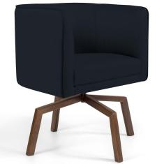 Poltrona Decorativa Giratória Base Ka Madeira Betina C-300 Veludo Preto - Domi