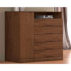 Cômoda de Quarto Portugal c/5 Gavetas 1 Nicho e 1 Porta Braúna - Europa