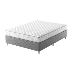 Cama Box com Colchão Viúva Howie Misto D45 (17x128x188) Branco e Cinza