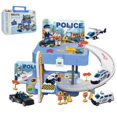 Brinquedo Maleta de Carrinho com Temas Estação Policial e Pista de Cor