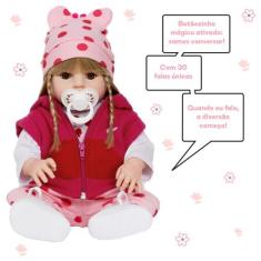 Boneca Reborn Barata de Silicone Loira Girafinha 30 Frases - Cegonha R