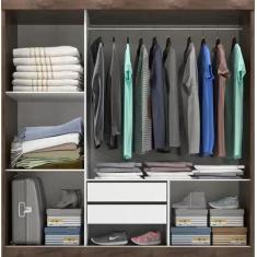 Guarda Roupa Casal 3 Portas de Correr Paris 2 Gavetas C/S Espelho - Qu