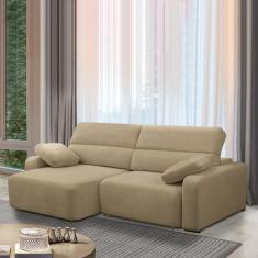 Sofá Decorativo Sala de Estar Ibiza 3 Lugares 260cm Reclinável e Retrá