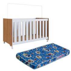 Berço Com Colchao E Rodizios La012 Nogal Manchester Branco Comm Nogal Manchester Branco