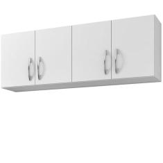 Armário Aéreo Para Cozinha Com 4 Portas 150 Cm Estrutura Mdp Branco