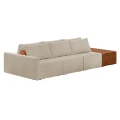Sofá Ilha 3 Lugares Living 402cm Modulado Para Sala Lary Bouclê K01 - D`rossi Cor Bege