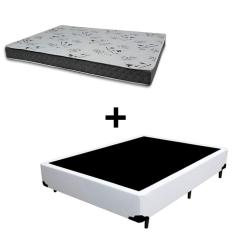Cama Box Viúva 128 Tecido Sintético Branco Com Colchão Miller Bello Box - 100% Espuma - D33 Cinza 54x128x188
