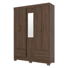 Guarda Roupa Solteiro B60 Castanho com Espelho – Briz Móveis
