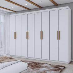 Guarda-Roupa Casal Aurora 8 Portas 4 Gavetas Branco Neve - Panorama Móveis