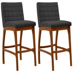 Kit 02 Banquetas Altas Para Cozinha Sala De Jantar Fixa Mila L02 Boucl