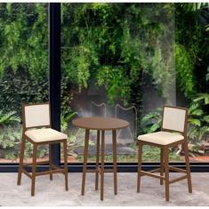 Kit 2 Banquetas Sila Carmo Móveis Imbuia/Off