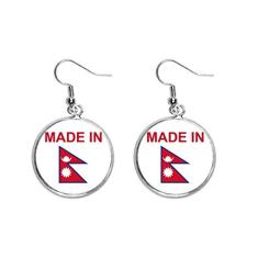 Brinco feminino feito no Nepal Country Love Ear Pendente Prata Drop