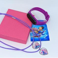 Kit Relógio Infantil Digital Led Silione Menina Menino + Colar Duplo A