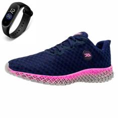 Tenis Feminino Esporte  de Amarrar Academia Ortopêdico + Relógio - ASC