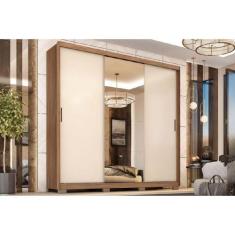 Guarda Roupa 3 Portas de Correr (1 c/ Espelho) e 2 Gavetas c/ Pés Dali