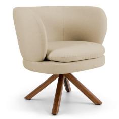 Poltrona Decorativa Sala De Estar Melissa Base Giromad Giratória C-129 Linho Bege Escuro - Domi