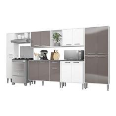 Cozinha Compacta Multimóveis Xangai Blues Fg3282 com Armário e Balcão Branca/lacca Fumê