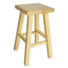 Banqueta Média Hardman Madeira Natural Assento Quadrado