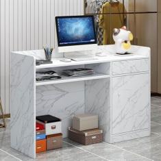 Mesa de balcão de recepção moderna, balcão de varejo para caixa com gavetas, pequena mesa de recepção de beleza, estação de trabalho de computador para salão de entrada, escritório, para loja de