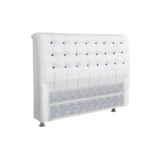 Painel De Cama Box Estofada Queen Queen Dama Plus Courano Branco-preto - Simbal