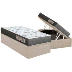 Conjunto Box Baú Solteiro Colchão Espuma Orthoflex D33 Comfortpedic Line Black + Base Crc Suede Clean (88x188)