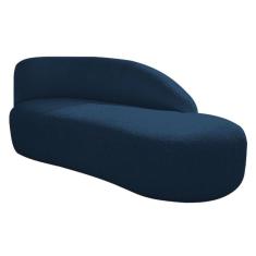 Divã Recamier Curvo Luna 140cm Lado Direito Suede - Adj Decor Cor Azul Marinho