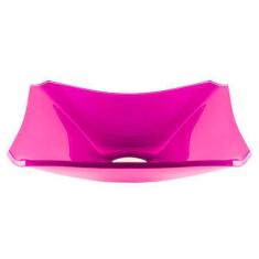 Cuba De Vidro Retangular Chanfrada 39Cm Rosa