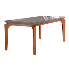 Mesa Para Cozinha Londrina + Tampo Madeirado Reto 180x90cm Grafite-imbuia - Rufato