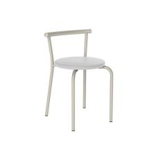 Kit 2 Banquetas Sala Jantar 105 2 Un Prata - Assento Courano Branco - Carraro