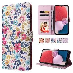 UEEBAI Capa carteira para Samsung Galaxy A13 5G, capa de telefone de couro PU com suporte e bloqueio de RFID, capa flip com compartimentos para cartões, alça de pulso, padrão gravado, fecho magnético,