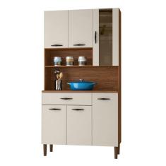 Armário De Cozinha Com 1 Gaveta Milão Nogueira Off White
