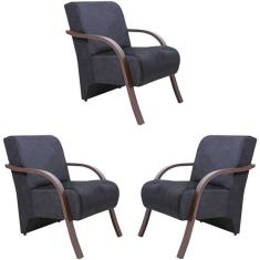 Kit 3 Poltronas Decorativas 1 Lugar Santa Rita Sued