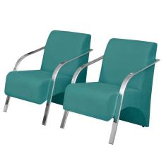 Kit 2 Poltronas Decorativas Vênus 1 Lugar Braço Pé Alumínio D Salla Suede