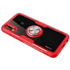 SORAKA Capa transparente para Huawei P20 Lite com suporte para anel,capa de PC rígida transparente Capa Huawei P20 Lite com placa de metal para suporte magnético de telefone para carro